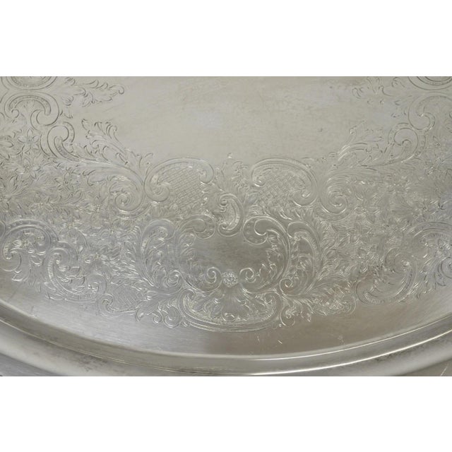 Vintage Poole 400 Lancaster Rose Oval Silver Plated Bar Serving Platter Tray For Sale - Image 10 of 14