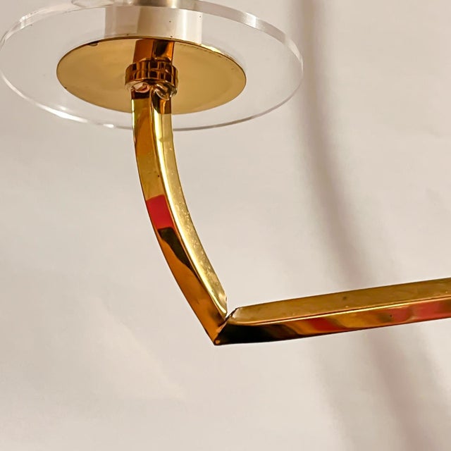 Mid-Century Modern Star-Shaped Chandelier with Brass Arms, 1960s For Sale - Image 11 of 13