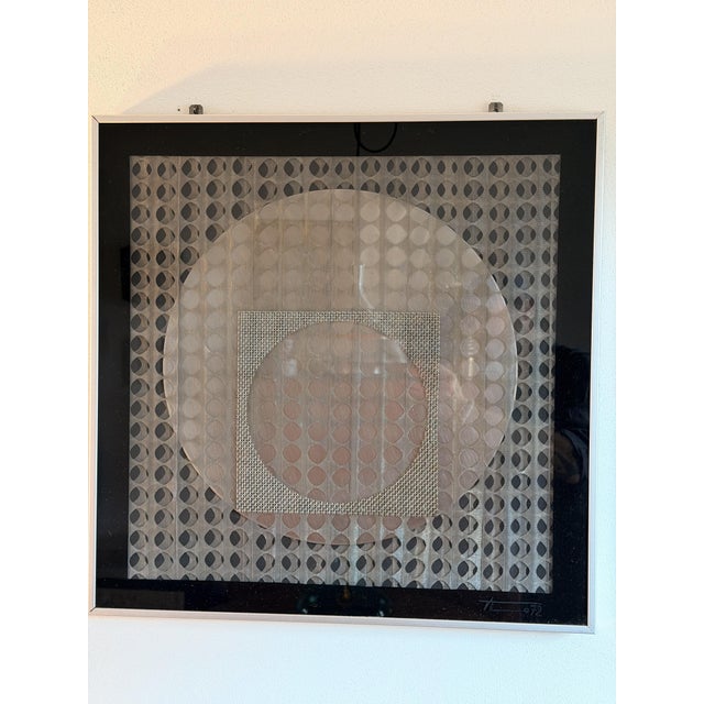 Metal Kinetic Op Art Wall Object in Moiré Effect Metal, 1972 For Sale - Image 7 of 7