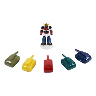 Tank Ornament Sculpture in Hand-Painted Ceramic Mold Risico from Artigianato Italiano For Sale