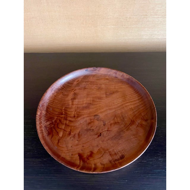 Lovely, vintage, hand-spun, artisan plate stamped "Mystic Wood" on the back. Getting California Craft 1970's studio vibes...