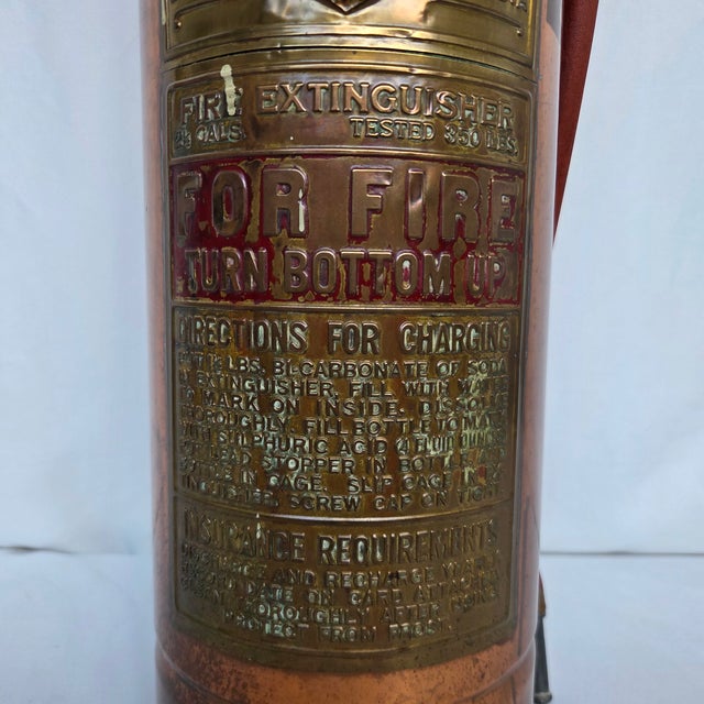 Mid-Century Elkhart Brass 2.5 Gal Copper Soda Acid Fire Extinguisher W/Bottle For Sale - Image 4 of 16