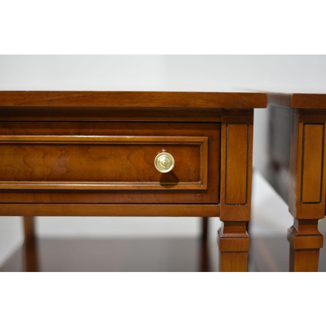Mid Century Transitional Side Tables, Single Drawer With Lower Shelf - A Pair For Sale In Chicago - Image 6 of 10