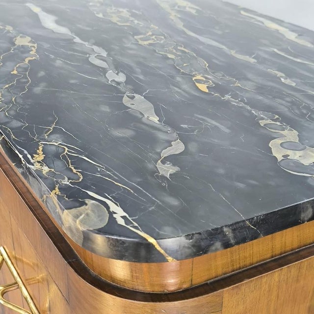 Art Deco Walnut Burl Chest of Drawers with Black Marble Top, 1940s For Sale - Image 4 of 7