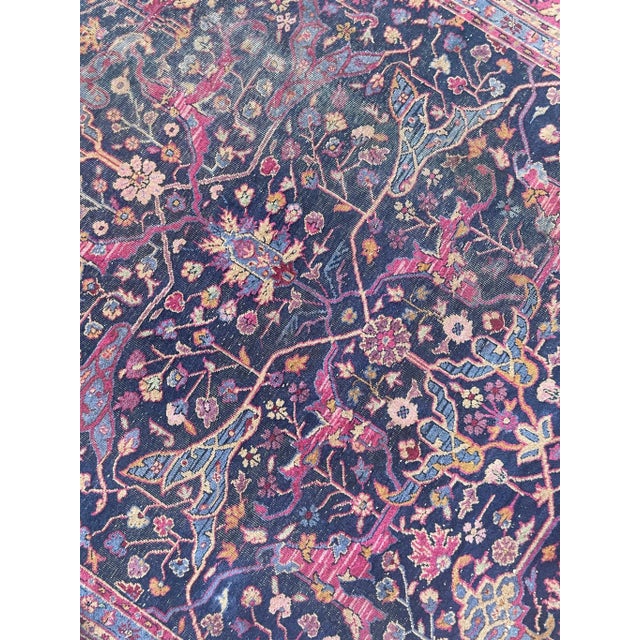 1950s Semi-Kelleh Garrus Design in Berry, Plum & Indigo Rug 7.9 x 16.3 For Sale - Image 5 of 13