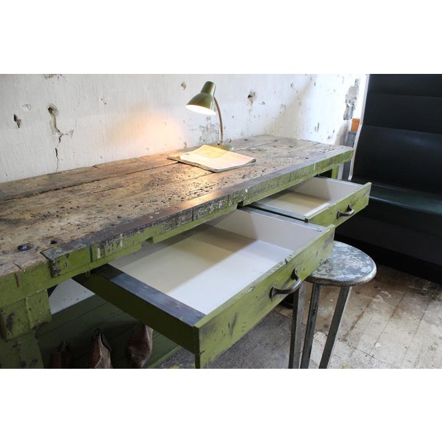 Early 20th Century Antique Industrial Oak and Cast Iron Workbench with Drawers, France, 1900s For Sale - Image 5 of 9