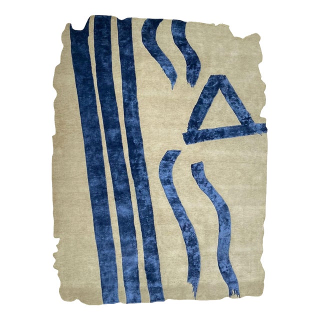 Hand-Knotted Talisman Tattoo Rug in Wool and Bamboo by Dinodo Studio For Sale
