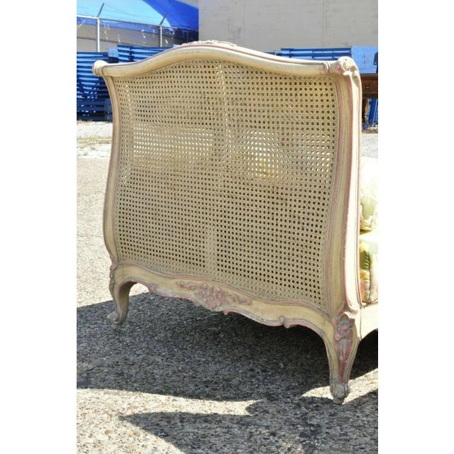 Early 20th Century Early 20th Century Vintage French Louis XV Style Pink & Cream Painted Cane Bed Daybeds - a Pair For Sale - Image 5 of 12