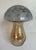 This beautiful vintage art glass mushroom features etched leaf designs in lighter smoky and warm golden glass tones,...