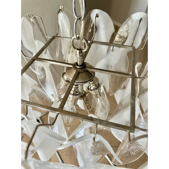 Mazzega Murano Clear White Petal Chandelier For Sale - Image 16 of 18