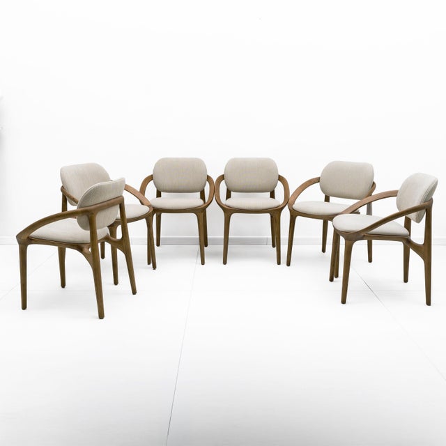 Ivory Italian Dining Chairs with Sculptural Curved Frame, 2020, Set of 6 For Sale - Image 8 of 8