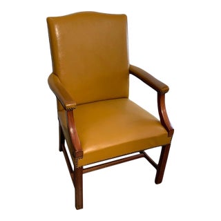 1950s The Taylor Chair Co Mustard Yellow Leather Office Chair For Sale