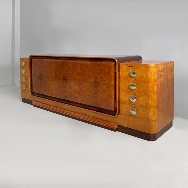 Art Deco Italian Sideboard in Wood and Steel, 1930s For Sale - Image 3 of 17