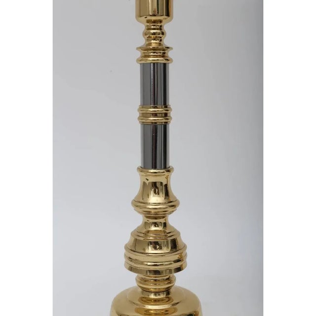 1980s Candle Holders Neoclassical Brass and Chrome Candle Sticks - a Pair For Sale In West Palm - Image 6 of 10