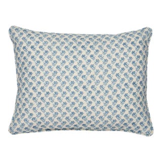 Schumacher x Mark D. Sikes Oleander Indoor/Outdoor 16” Lumbar Pillow in Indigo For Sale