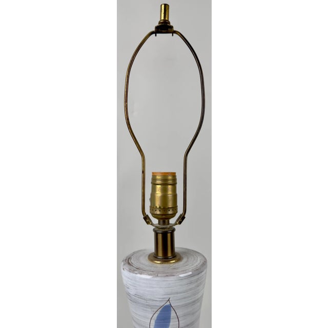 Vintage MCM Bitossi Table Lamp, Ceramic With Blue Leaves, Italy, 1950s For Sale - Image 9 of 11