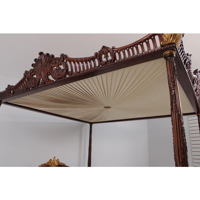 Maitland Smith George III Style King Size Mahogany Tester Canopy Bed For Sale - Image 14 of 18