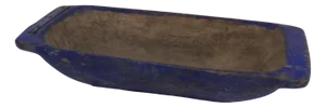 Large Antique Swedish Folk Art Blue Wooden Trough, Late 1800s