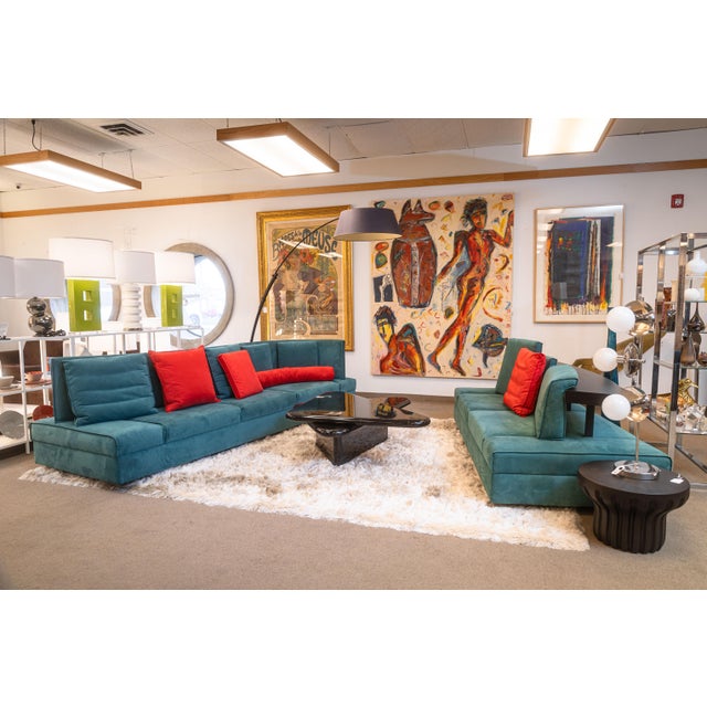 A pair of Avedon sofas by Mauro Lipparini for Saporiti Italia. This is a super cool set of post modern, very 80s, set of...