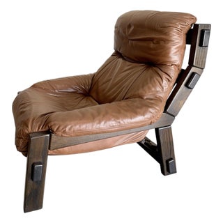1970s Gerard Van Den Berg for Montis Attrb Dutch Brutalist Leather Lounge Chair For Sale