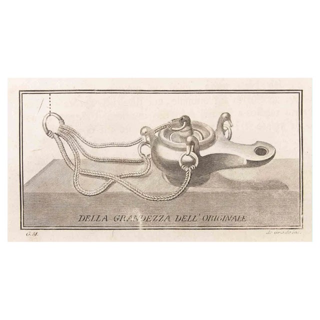 Filippo de Grado, Oil Lamp to Hang, Etching, 18th Century For Sale