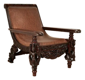 Antique Anglo Indian British Colonial Carved Plantation or Planters Chair