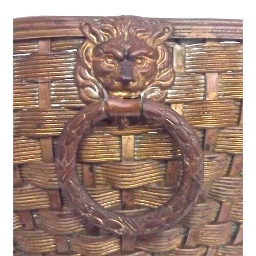 19th Century Antique Woven Brass & Porcelain Bowl For Sale - Image 5 of 7