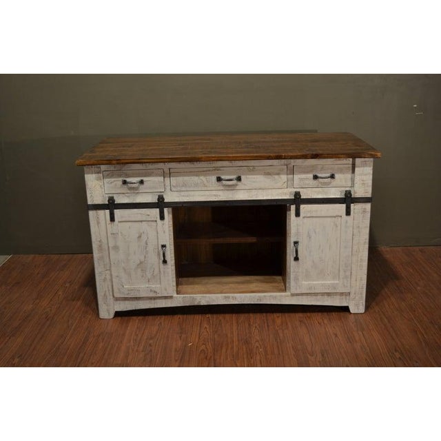 American Crafters and Weavers Greenview Kitchen Island - Distressed White For Sale - Image 3 of 6