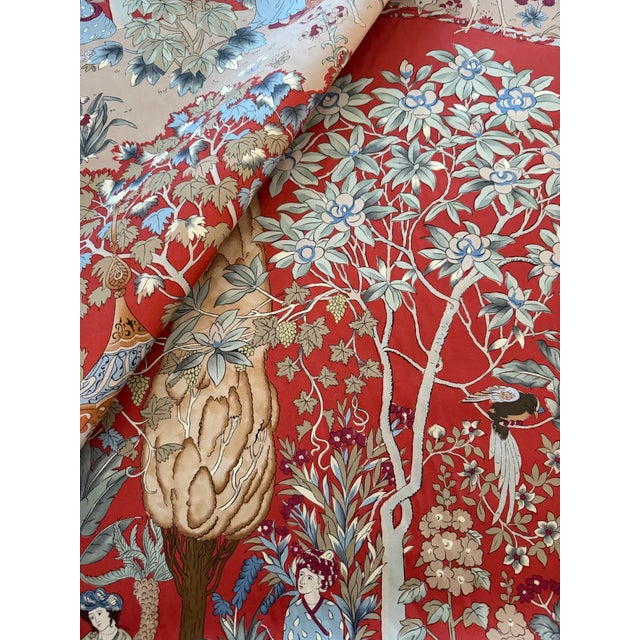 2020s Cowtan & Tout 3 Yards Taj Pahari Cotton Fabric Red For Sale - Image 5 of 7