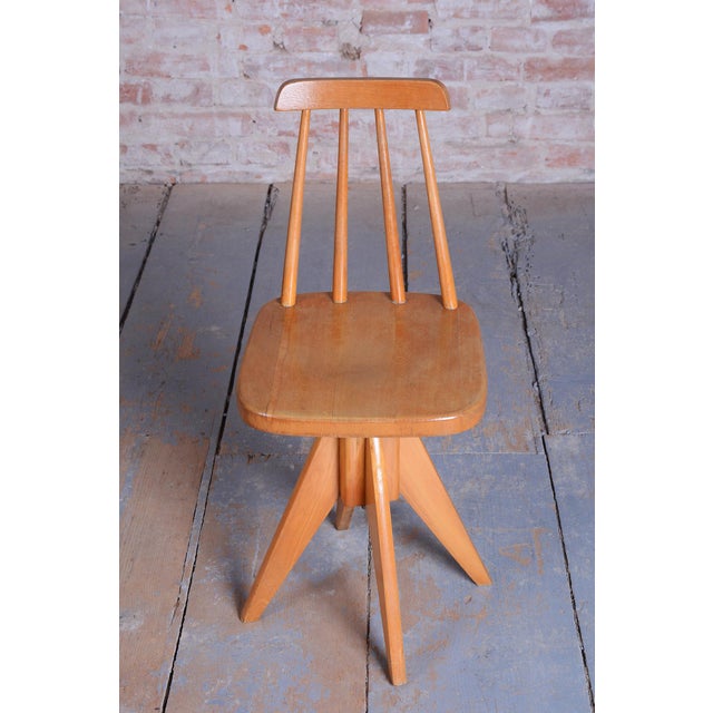Mid-Century Czech Beech Swivel Chair, 1960s For Sale - Image 9 of 10