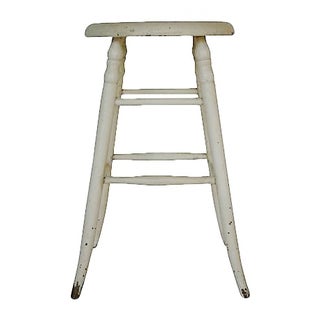 Vintage Farm Stool Rustic White For Sale