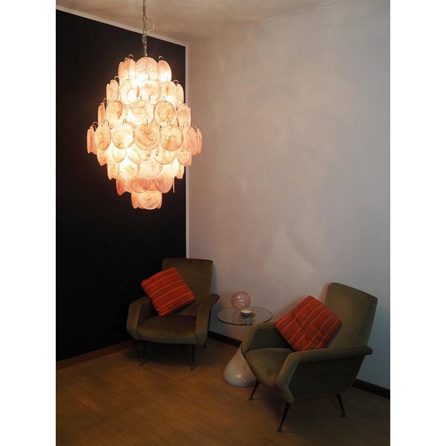 Large Vintage Italian Murano Chandelier with Pink Alabaster Disks, 1990s For Sale - Image 9 of 18