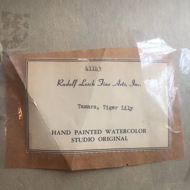 Original Vintage Watercolor Floral Lillies Painting For Sale In Philadelphia - Image 6 of 7