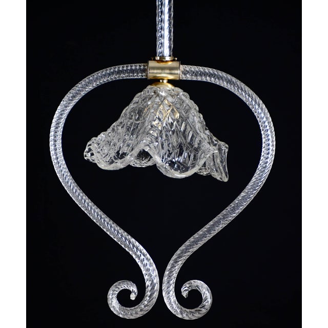 1970s Charming Art Decò Barovier & Toso Pendant Light Chandelier Murano Glass, 1970s For Sale - Image 5 of 11