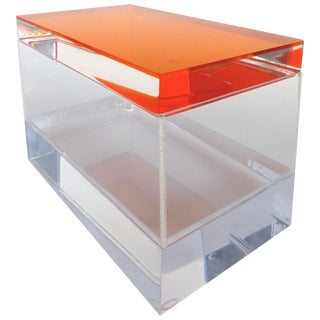 Custom Lucite Box With Orange Lucite Top