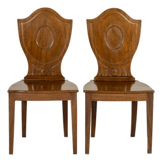 19th Century Regency Mahogany Hall Chairs, Set of 2 For Sale