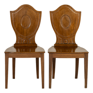 19th Century Regency Mahogany Hall Chairs, Set of 2