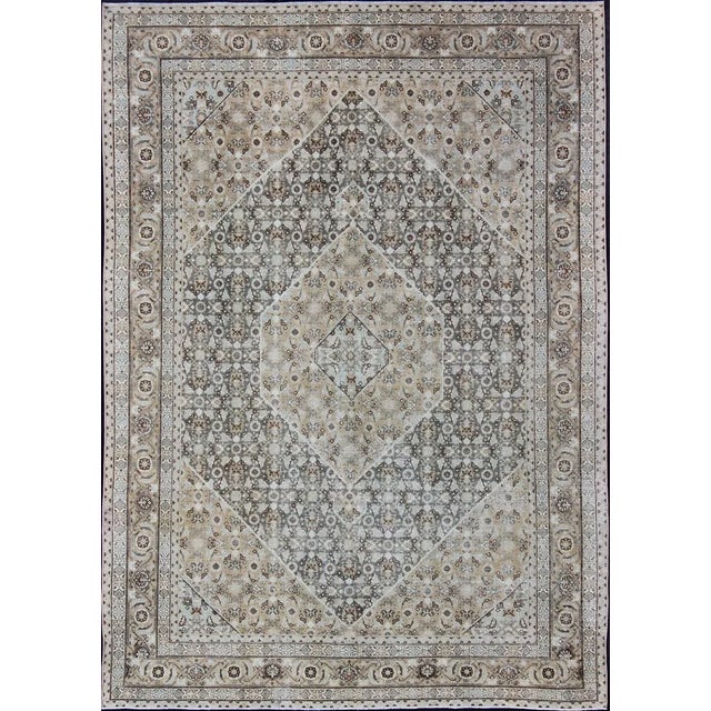 Early 20th Century Antique Persian Tabriz Carpet With Geometric Diamond Design in Earth Tones For Sale - Image 13 of 13