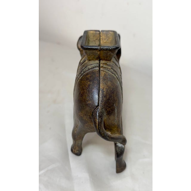Metal Antique 1900's Ac Williams Hand Painted Cast Iron Circus Elephant Still Bank For Sale - Image 7 of 10