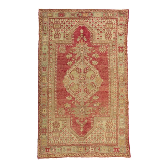 Mid 20th Century Vintage Turkish Oushak Rug - 04'04 X 07'00 For Sale