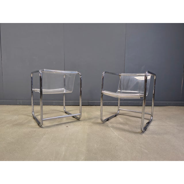 Acrylic Glass and Tubular Chrome Armchairs, 1970s, Set of 2 For Sale - Image 13 of 13