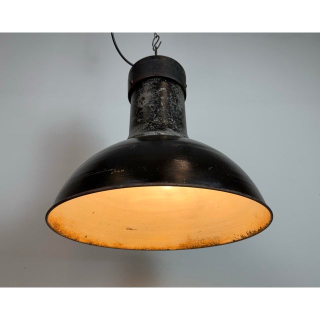 Large Industrial Black Factory Pendant Lamp with Cast Iron Top from Elektrosvit, 1950s For Sale - Image 13 of 18