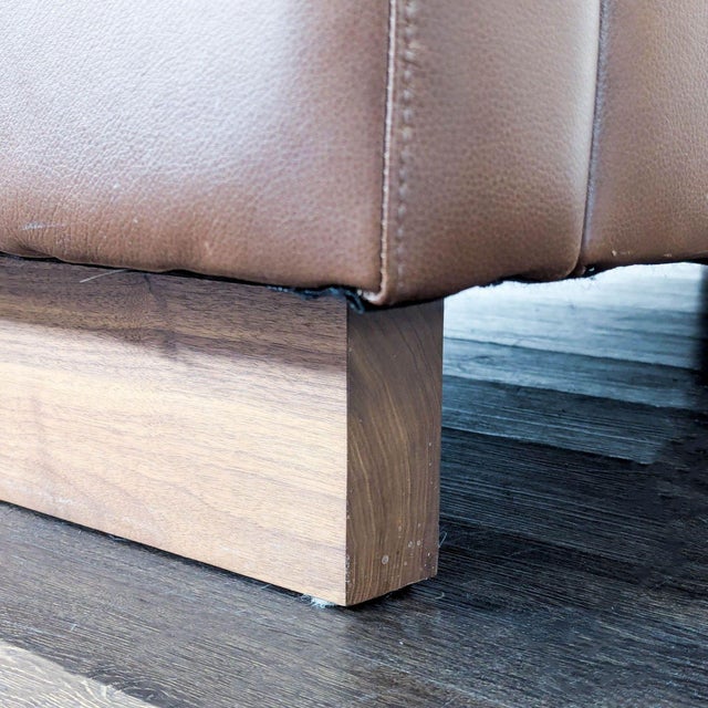 Animal Skin Room & Board 3-Seat Brown Leather Sofa For Sale - Image 7 of 9