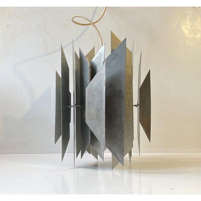 1960s Brutalist Steel Ceiling Lamp by Simon P. Henningsen for Lyfa, 1960s For Sale - Image 5 of 9