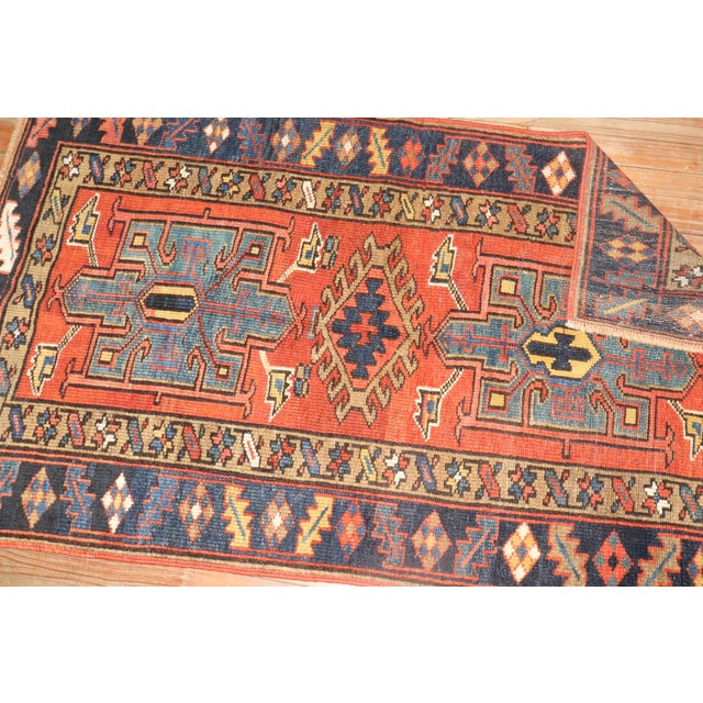 Antique Zabihi Collection Persian Heriz Geometric Small Rug - 2'8" x 4'6" For Sale - Image 4 of 8