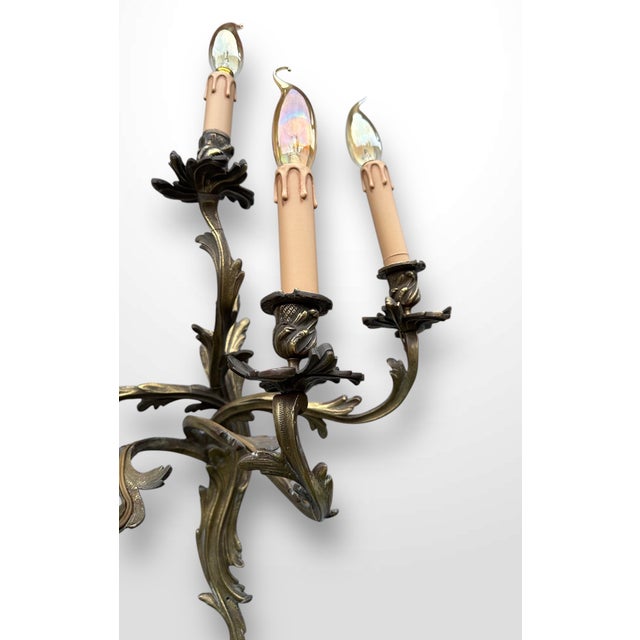 Antique French Gilt Bronze Wall Lights, Set of 2 For Sale - Image 12 of 14