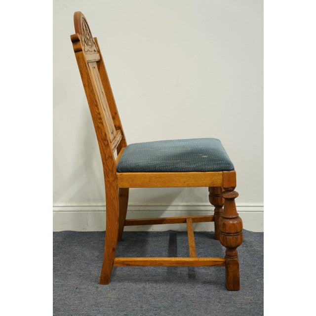 Wood Set of 5 Vintage Antique English Revival Style Dining Side Chairs 386-7 For Sale - Image 7 of 13