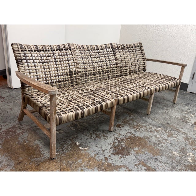 Contemporary Frontgate Isola Woven Teak Sofa, Outdoor For Sale - Image 3 of 12