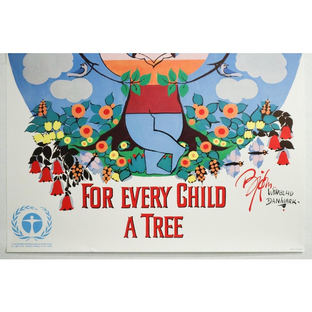 Children's 1986 Danish Poster - Bjorn Wiinblad - For Every Child a Tree For Sale - Image 3 of 5