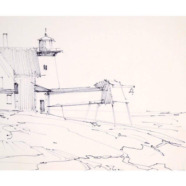 Lighthouse at the Shore — Impressionist Pen and Ink Landscape Drawing by Laurence Sisson For Sale In Monterey, CA - Image 6 of 7
